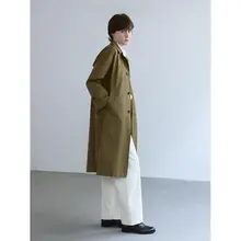 trueidea コットンカジュアルトレンチコート【カーキ・lemire生地・春夏用】