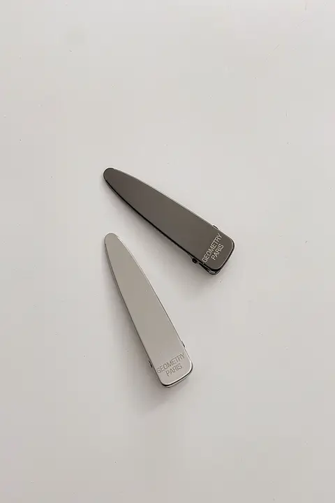 前髪クリップ メタル ヘアライン加工 シルバーグレー 韓流 上品 碎髪アレンジ