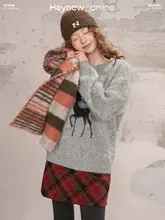 レッドチェックAラインミニスカート【冬用・小柄対応・クリスマスシーズン・すっきりしたシルエット】