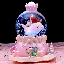 夢のある子供用クリスタルボール・イルカモチーフ音楽ボックス【プリン セス・スノーフレークデザイン・高級感】