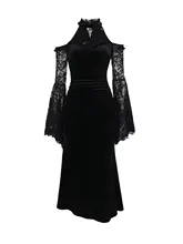 ゴシックウィッチコスプレドレス【新中式・ブラック・フィット＆フィッシュテールデザイン】