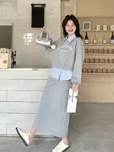 韓国風 カジュアルスウェットワンピース【スタイル・春用・三点セット】（セットアップ対応）