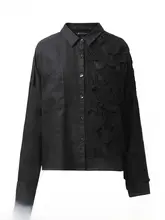 ヴィンテージ風麻混ニット長袖シャツ【翻领・女性用】