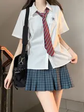 オリジナルJKシャツ【白の短袖・ブルーの長袖・学院風】（セットアップ対応）