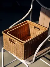 収納バスケット デスクトップ リビング 材料 プラスチック 編みスタイル 整理