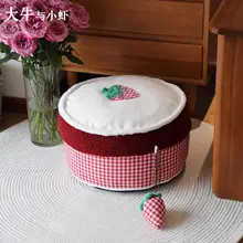 可愛い草苺デザインの座墊【子供部屋・玄関用・スツール・薄型】