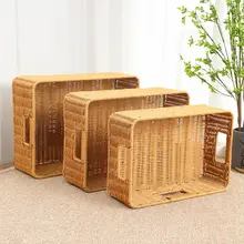 おしゃれなラタン風収納バスケット【リビング・テレビ台・整理整頓用】