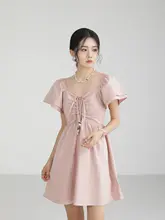 ミニワンピース レディース フレンチスタイル 甘め きれいめ 個性的 フェミニン 着痩せ 夏 「XinmonLee」