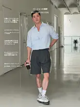 デザイン性が高い！イタリアンカットのダブルプリーツショートパンツ【ビジネスカジュアル・男性用】