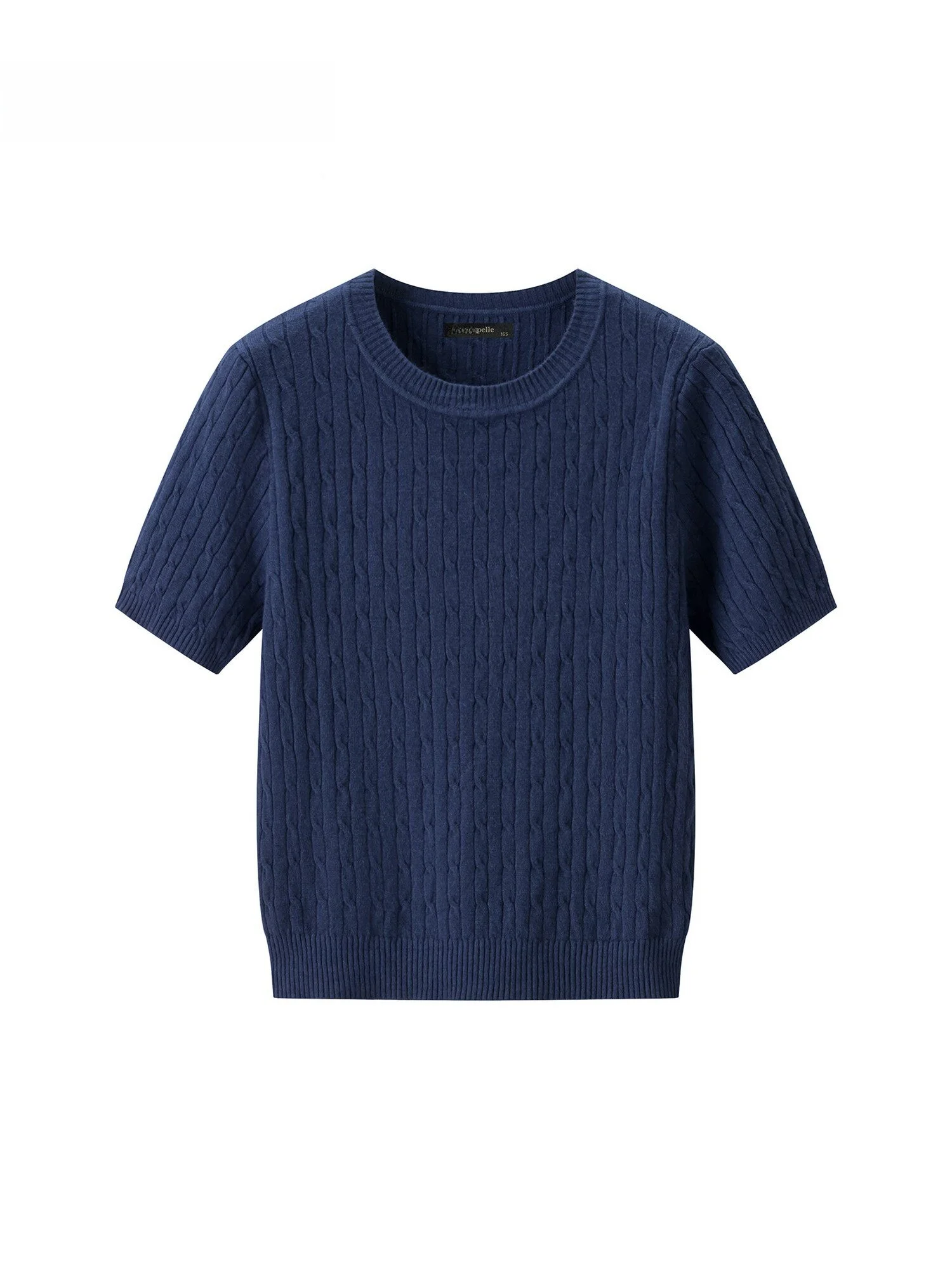 春季用ツイスト編みラウンドネックニットTシャツ：シンプルな日常スタイルの実用性と着心地