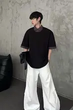 Tシャツ メンズ 半袖 シャツカラー フェイクレイヤード パッチワーク オーバーサイズ カジュアル 夏 おしゃれ トレンド 「MARTHENAUT」