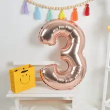 32インチと40インチのローズゴールド数字バルーン【誕生日パーティー・屋外装飾・撮影用】