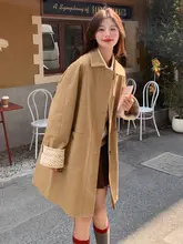 カーキ色のロングトレンチコート【秋冬用・イギリススタイル】