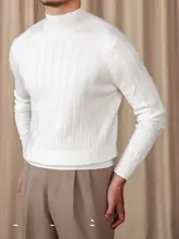 秋冬用 秋スタイル 男性用ウールニットセーター【半高ネック・長袖・ヴィンテージ風】（セットアップ対応）