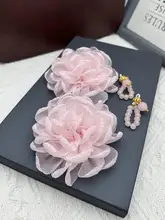 9cm 手作り仕  立ての装飾用花飾り【ドレス用・スカートエッジ・シフォンフラワー】