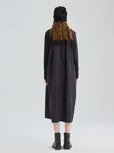 ゆったりとした重ね着風ワンピース【ブラック・通勤向け・春秋用】（セットアップ対応）