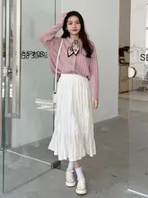 高腰ブラックプリーツスカート【フレンチデザイン・Aライン・レディース・秋用】