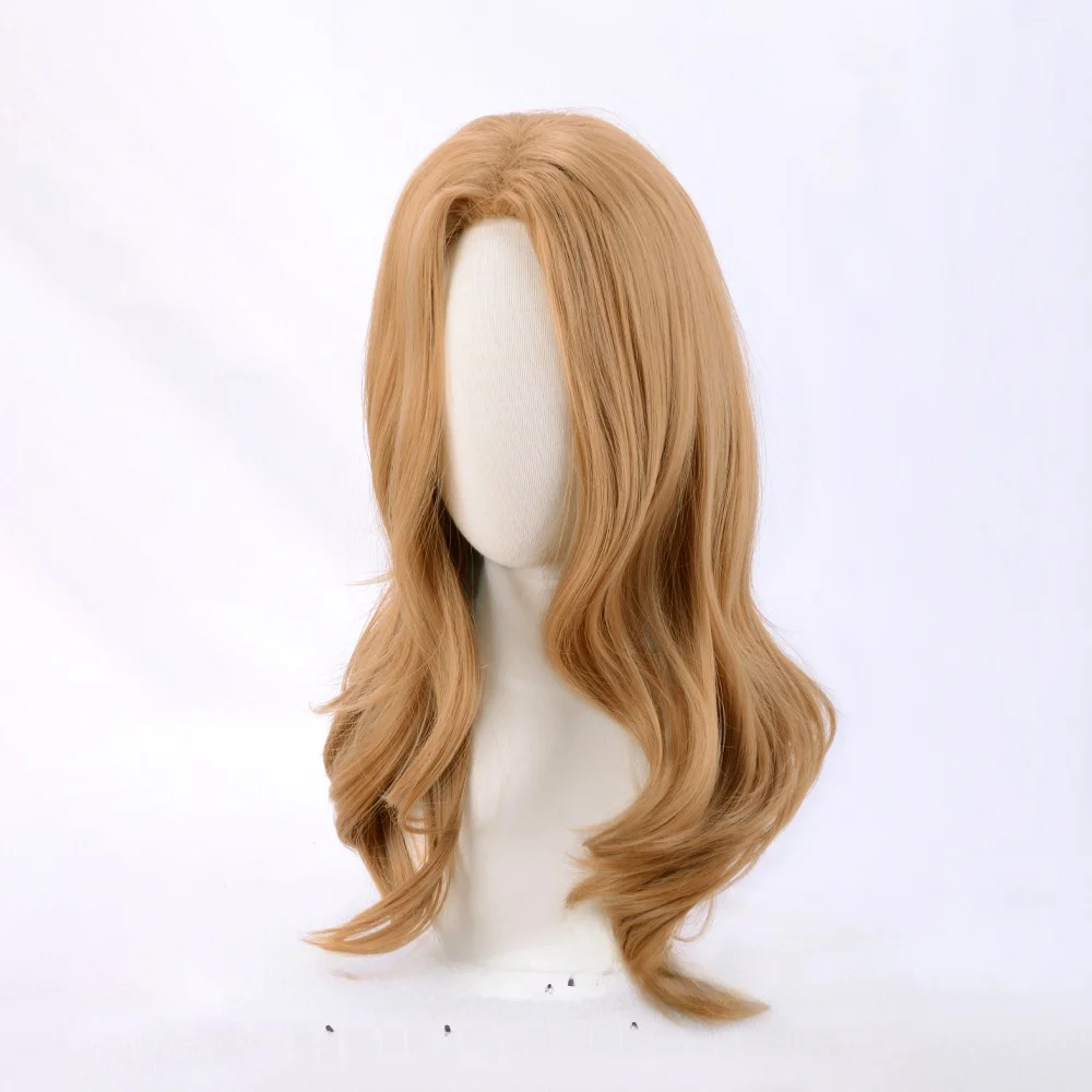ブラウンのセンター分けウェーブコスプレウィッグ：万圣节に最適な自然なスタイルを実現