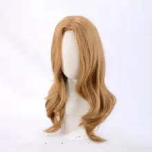 ブラウンのセンター分けウェーブコスプレウィッグ