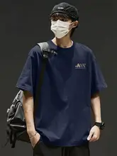 夏用 メンズ半袖Tシャツ【コットン・アメリカンスタイル・ゆったりデザイン】