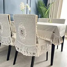 シンプルデザインのテーブルクロス【レース布製・ダイニングテーブル＆チェア用】（セットアップ対応 ）