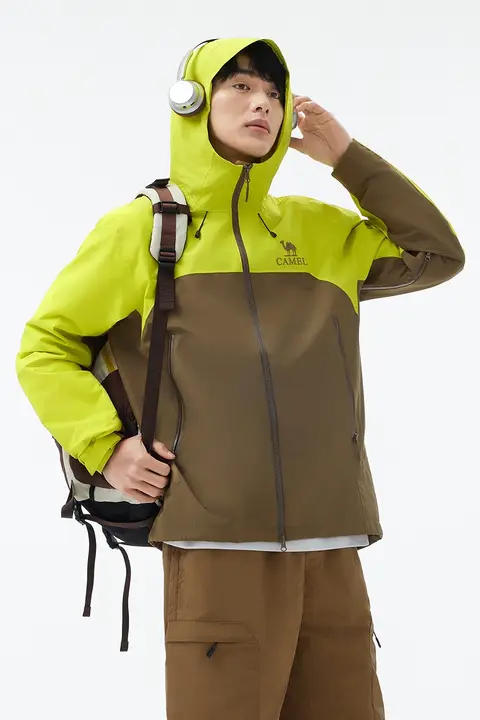 Camel 春秋用 メンズ登山ジャケット【防水・防風・透湿・フード付き】