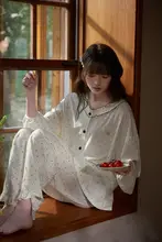 極上の柔らかさ モダール 長袖パジャマ【ドット柄・韓国風・ルーズフィット】