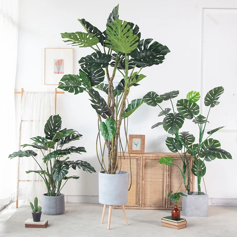 大型フェイクグリーン モンステラ：リビングやインテリアに最適な高さ210cm級の装飾植物