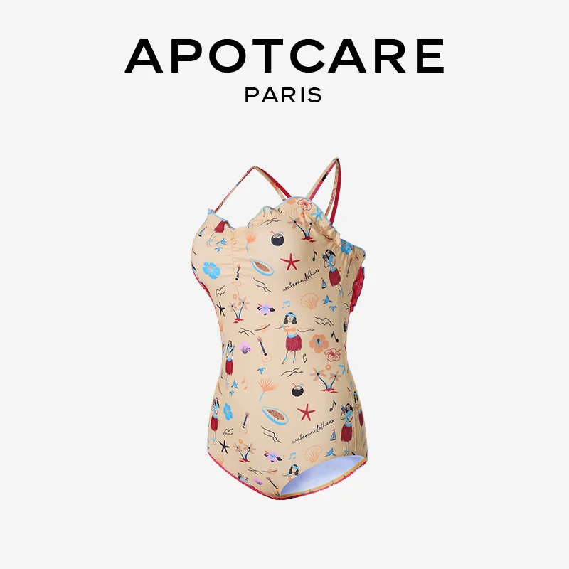 APOTCARE フラワープリントワンピース水着：バックオープンタイプの小清新スタイルが実際どうか