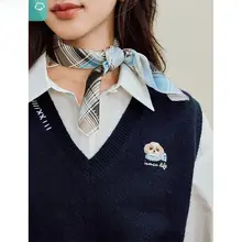ニットベスト レディース Vネック 刺繍 ヴィンテージ 秋