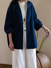 ストライプ柄のリネン混オーバーサイズカーディガン【女士用・ゆったりフィット】