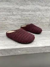 粗いロープ編みのつま先付きスリッパ【厚底・女性用・カジュアルデザイン】（セットアップ対応）