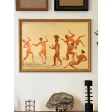 アンドレのワインの神の舞 中古風モダンアート装飾画【リビング・ダイニング用・木製】