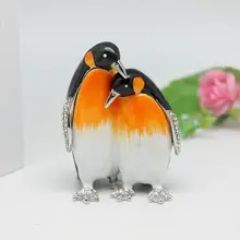 エナメル工芸の合金製ペンギン装飾ボックス【クリエイティブなカップル向け・デスク用インテリア】