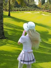 QLeo ゴルフウェア レディース 半袖ドレス【透湿・防走光・プリーツデザイン / スポーツ用】（セットアップ対応）