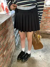 コントラストカラーのプリーツスカート【秋冬用・レディース・ミニスカート・カジュアルスタイル】（セットアップ対応）
