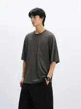 涼感防寒機能付き メンズ刺繍ポケット短袖Tシャツ【夏用・無地・重厚感】