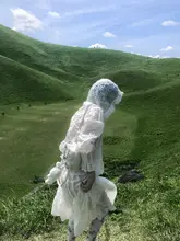 重工立体デザインの小花柄長袖ブラウスと半袖スカート【コットン製・春夏用】（セットアップ対応）