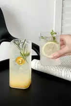 角型ガラスカップ 家庭用 透明 夏のジュースカップ 冷たい飲み物カップ インスタコーヒーカップ ミルクカップ 飲水カップ