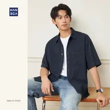 シンプルなデニムシャツ【メンズ・半袖・フィット】