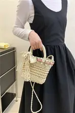田園風の透かし編みかごバッグ【女性用・夏用・ショルダー＆斜めがけ】