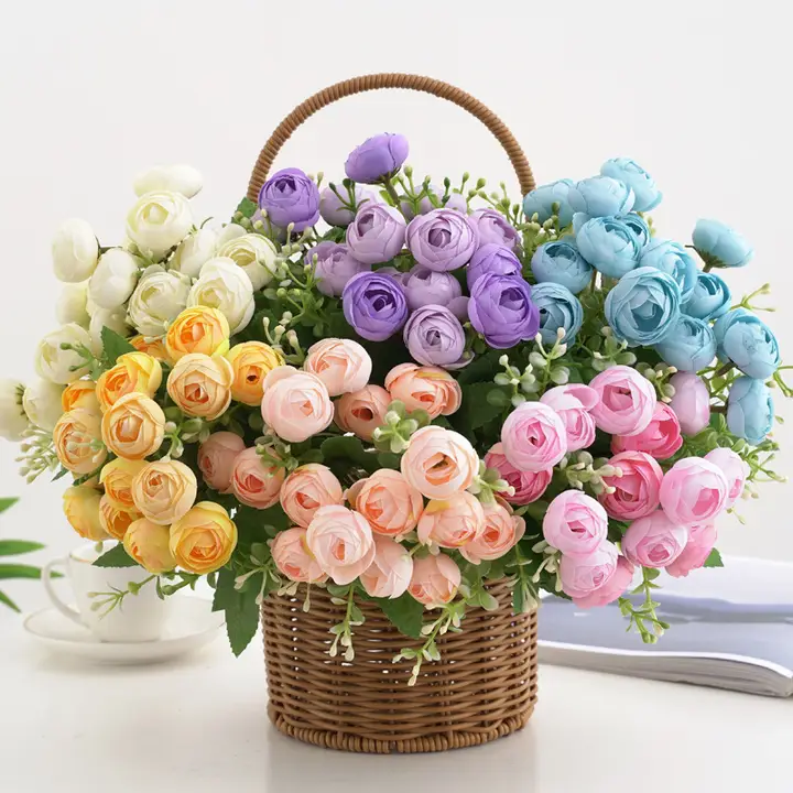 15本セットのアーティフィシャルフラワー 茶色のバラ【結婚式用・インテリア装飾・デスク用】