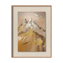 金箔仕上げの手描きオイルペインティング 新中式玄関装飾画【軽奢スタイル・リビング用】