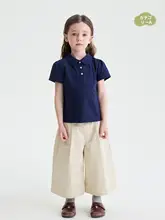 Tシャツ キッズ ガールズ 半袖 ポロ襟 着回し おしゃれ 韓流 夏