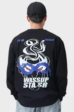 WASSUP HEODS メンズ長袖Tシャツ【純綿厚手・ゆったりフィット・春秋用・クルーネック】