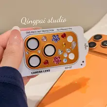 カラフルな立体花柄カメラレンズ用ガラスフィルム【iPhone用・防傷・デザイン性】