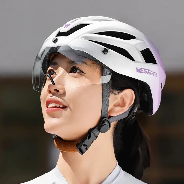 自転車用ヘルメット【マグネット式風鏡・通気性・安全装備】