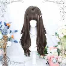ロリータロングカーリーヘアフルヘッドギアネットレッドロングヘア