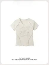 Vネックフリル付き短袖Tシャツ【アニメプリント・女性用・フィットタイプ】（セットアップ対応）