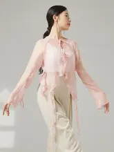 国風古典スタイルの演出服【軽やかな開衿デザイン・舞踏用・透け感素材】